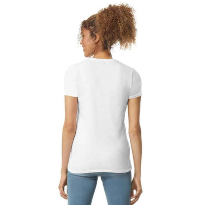White - Back - Gildan Womens-Ladies Softstyle Plain Ringspun Cotton Fitted T-Shirt