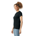 Black - Side - Gildan Womens-Ladies Softstyle Plain Ringspun Cotton Fitted T-Shirt