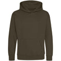 Olive Green - Front - Awdis Childrens-Kids Heather Hoodie