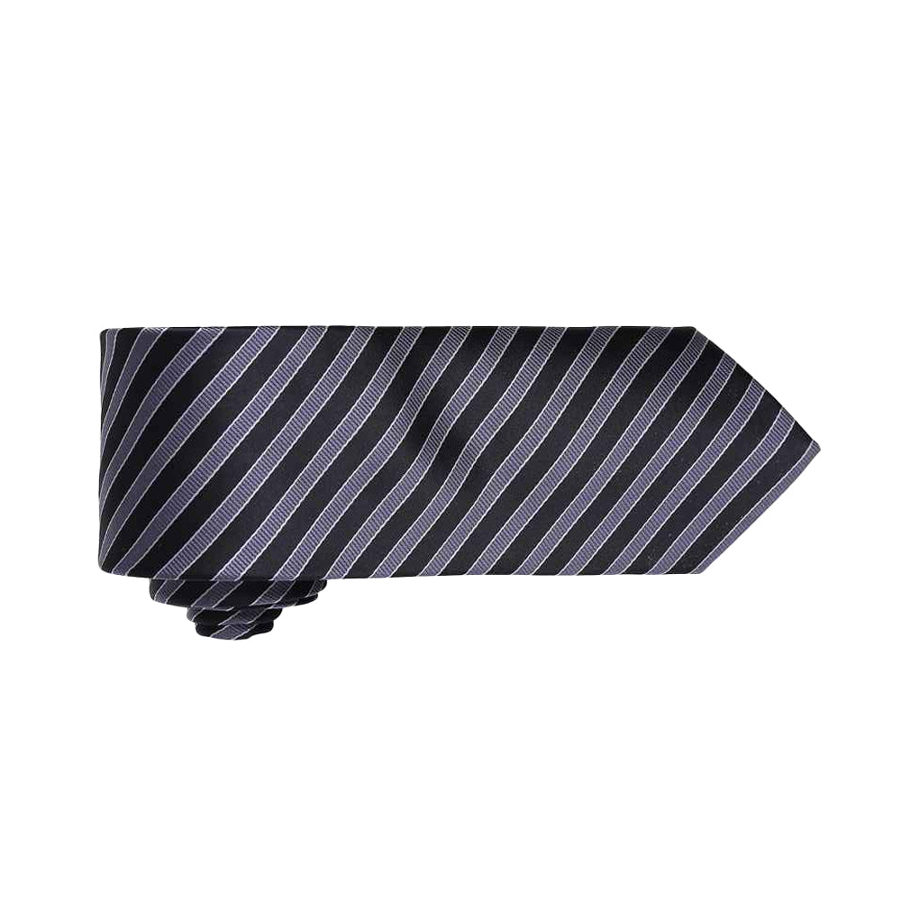 Black-Dark Grey - Back - Premier Unisex Adult Double Stripe Tie