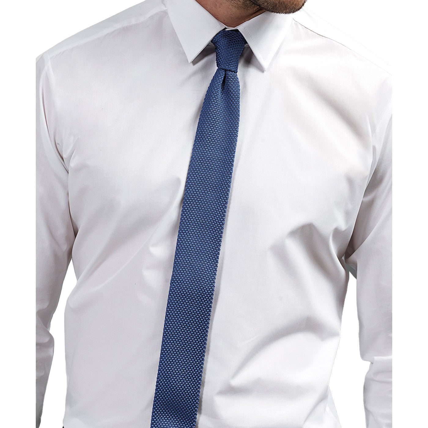 Mid Blue - Back - Premier Unisex Adult Slim Knitted Tie