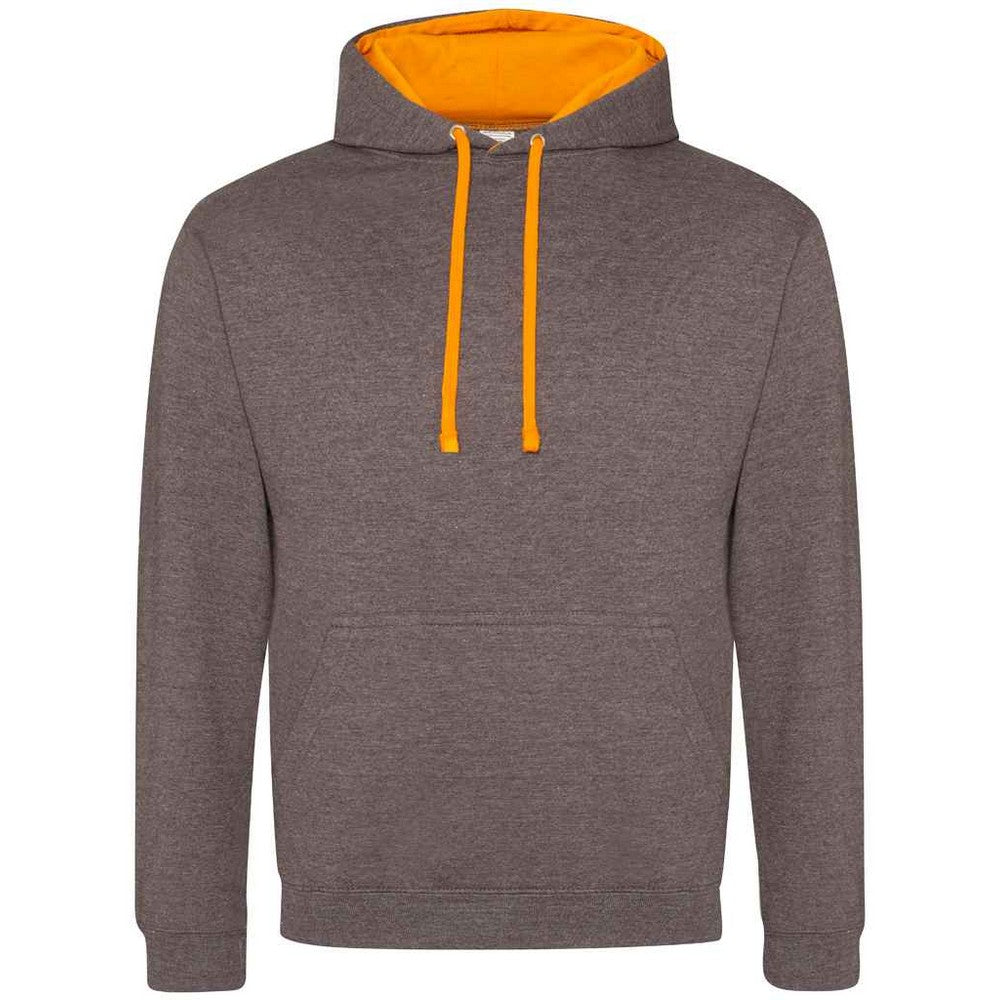 Charcoal-Orange Crush - Front - Awdis Unisex Adult Varsity Hoodie