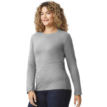 Sport Grey - Side - Gildan Unisex Adult Softstyle Plain Long-Sleeved T-Shirt
