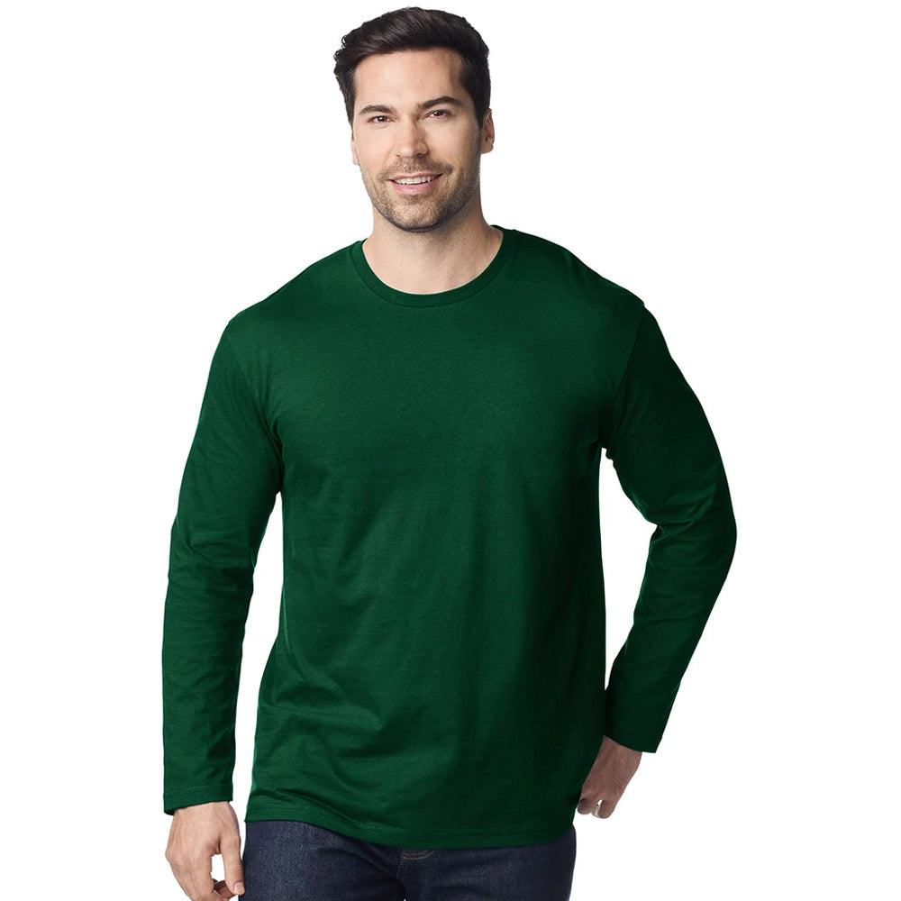 Fan Dark Green - Back - Gildan Unisex Adult Softstyle Plain Long-Sleeved T-Shirt