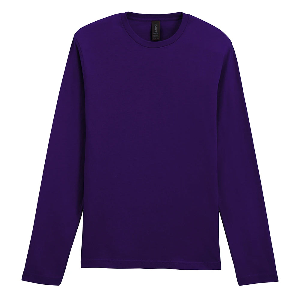 Fan Dark Purple - Front - Gildan Unisex Adult Softstyle Plain Long-Sleeved T-Shirt