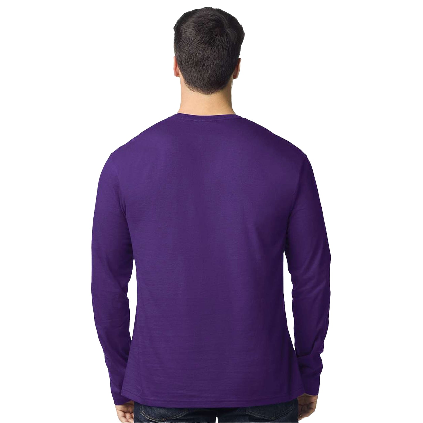 Fan Dark Purple - Back - Gildan Unisex Adult Softstyle Plain Long-Sleeved T-Shirt