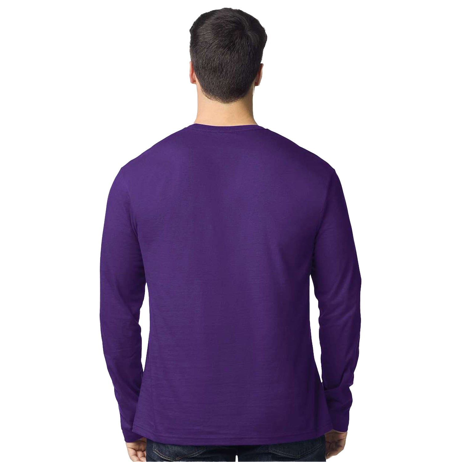 Fan Dark Purple - Back - Gildan Unisex Adult Softstyle Plain Long-Sleeved T-Shirt