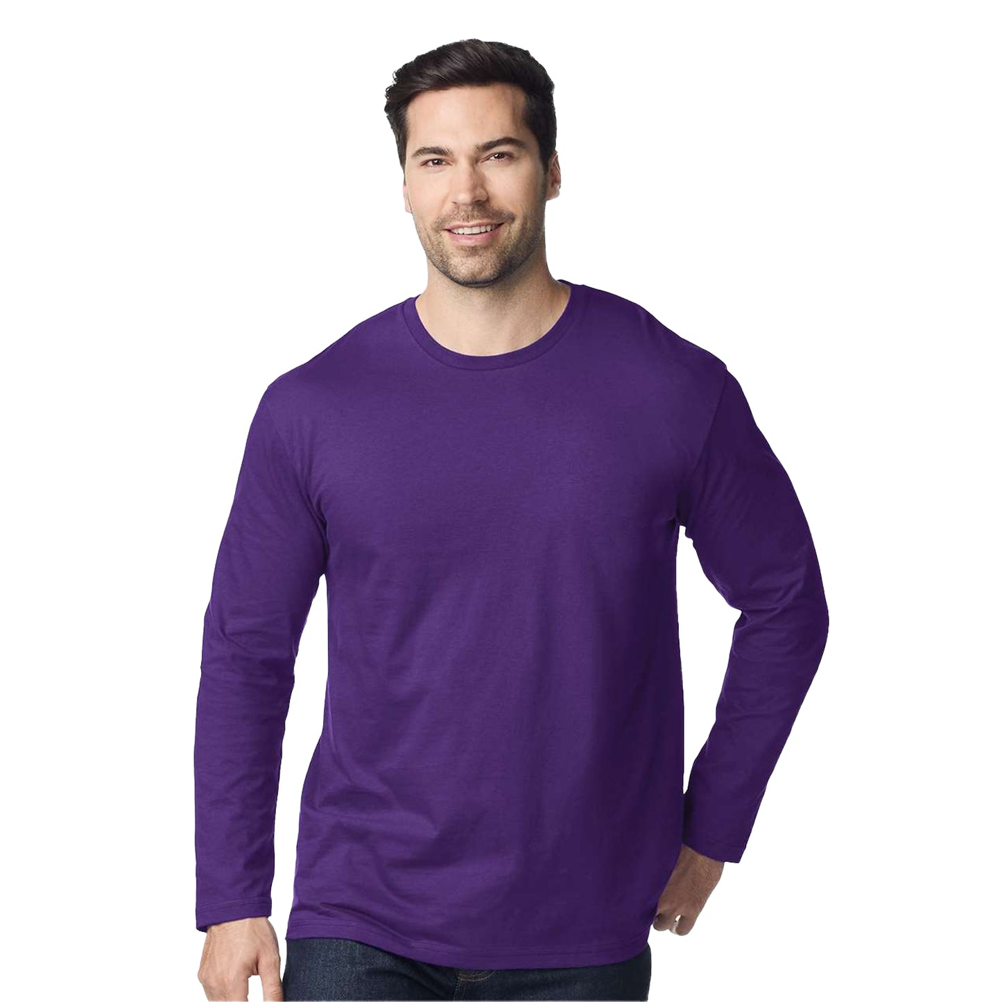 Fan Dark Purple - Side - Gildan Unisex Adult Softstyle Plain Long-Sleeved T-Shirt