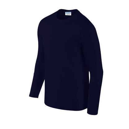 Navy - Side - Gildan Unisex Adult Softstyle Plain Long-Sleeved T-Shirt