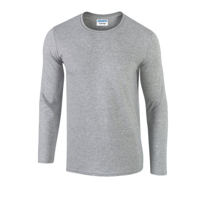 Sports Grey - Front - Gildan Unisex Adult Softstyle Polycotton Long-Sleeved T-Shirt