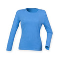 Heather Blue - Front - SF Womens-Ladies Feel Good Stretch Long-Sleeved T-Shirt