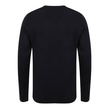 Black - Back - Henbury Mens Cotton Acrylic V Neck Sweatshirt