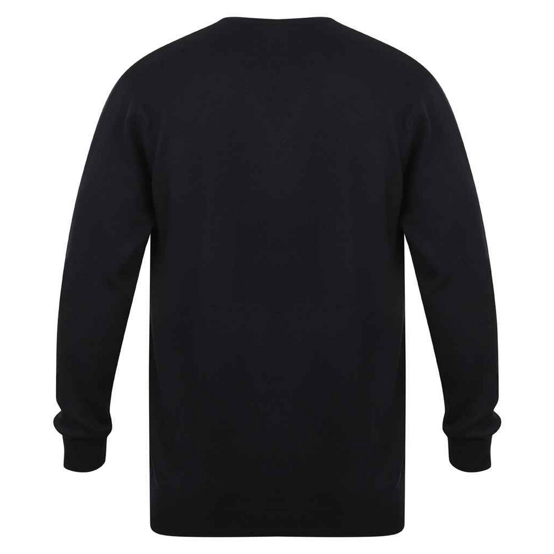 Navy - Back - Henbury Mens Cotton Acrylic V Neck Sweatshirt