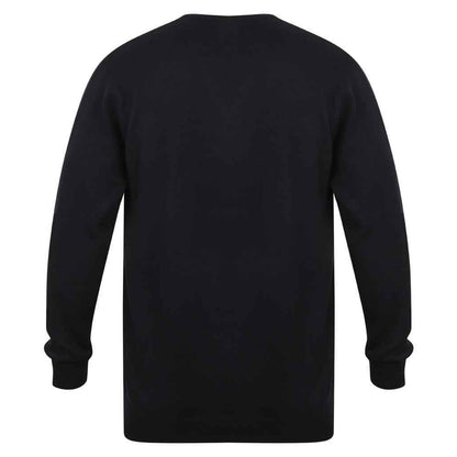 Navy - Back - Henbury Mens Cotton Acrylic V Neck Sweatshirt