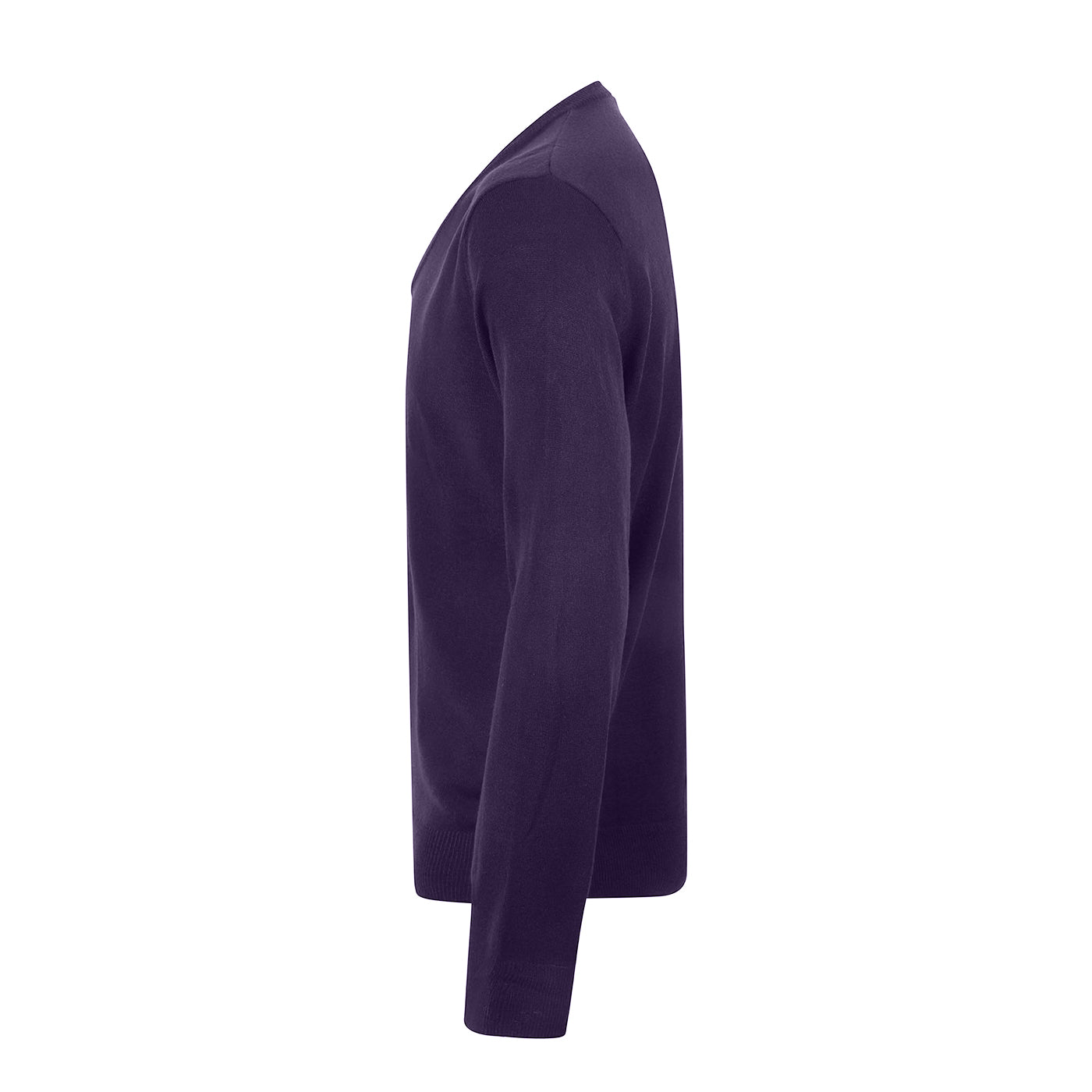 Purple - Side - Henbury Mens Cotton Acrylic V Neck Sweatshirt