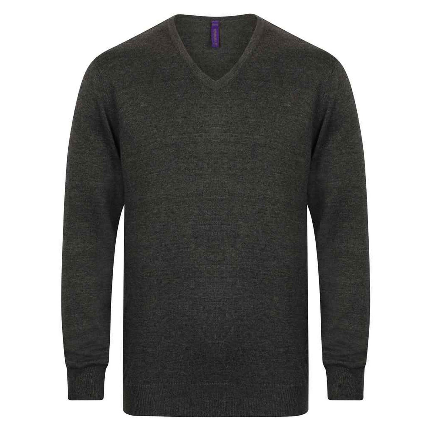 Grey Marl - Front - Henbury Mens Cotton Acrylic V Neck Sweatshirt