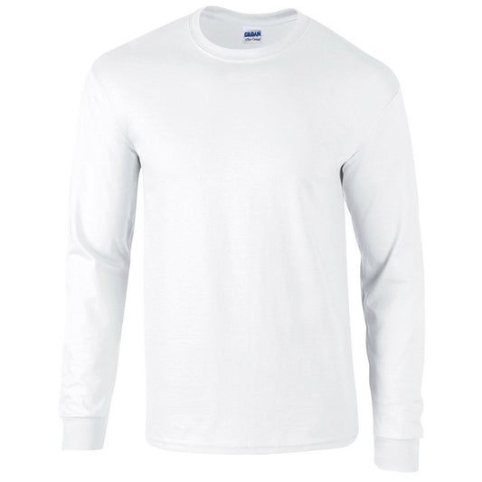White - Front - Gildan Mens Ultra Cotton Long-Sleeved T-Shirt