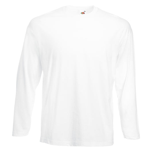 White - Front - Fruit of the Loom Unisex Adult Value Long-Sleeved T-Shirt