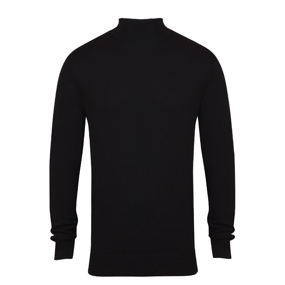 Black - Front - Henbury Mens Roll Neck Sweatshirt
