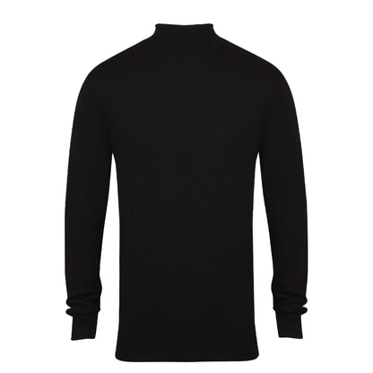 Black - Front - Henbury Mens Roll Neck Sweatshirt