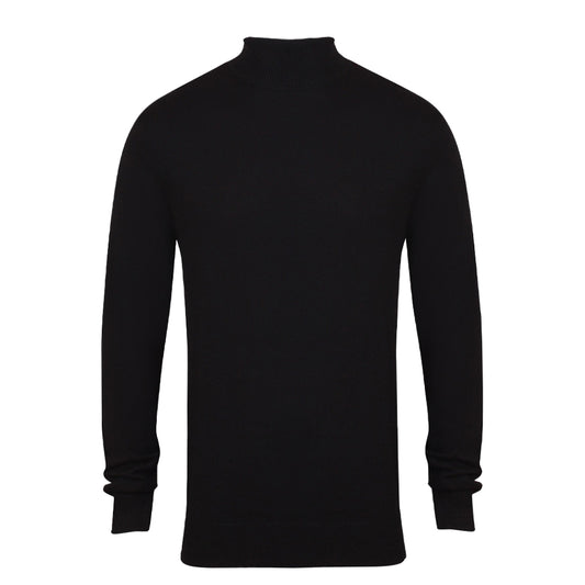 Black - Front - Henbury Mens Roll Neck Sweatshirt
