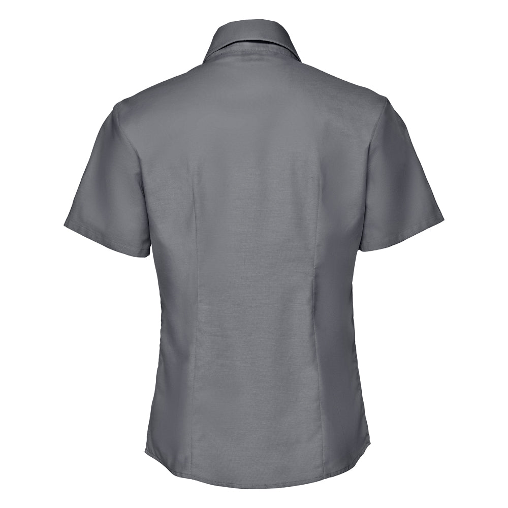 Silver - Back - Russell Collection Womens-Ladies Oxford Short-Sleeved Shirt