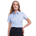 Light Blue - Side - Russell Collection Womens-Ladies Herringbone Formal Shirt