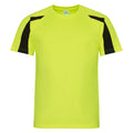 Electric Yellow-Jet Black - Front - AWDis Cool Mens Contrast Moisture Wicking T-Shirt