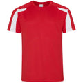 Fire Red-Arctic White - Front - AWDis Cool Mens Contrast Moisture Wicking T-Shirt