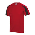Fire Red-Jet Black - Side - AWDis Cool Mens Contrast Moisture Wicking T-Shirt