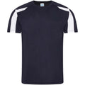 French Navy-Arctic White - Front - AWDis Cool Mens Contrast Moisture Wicking T-Shirt