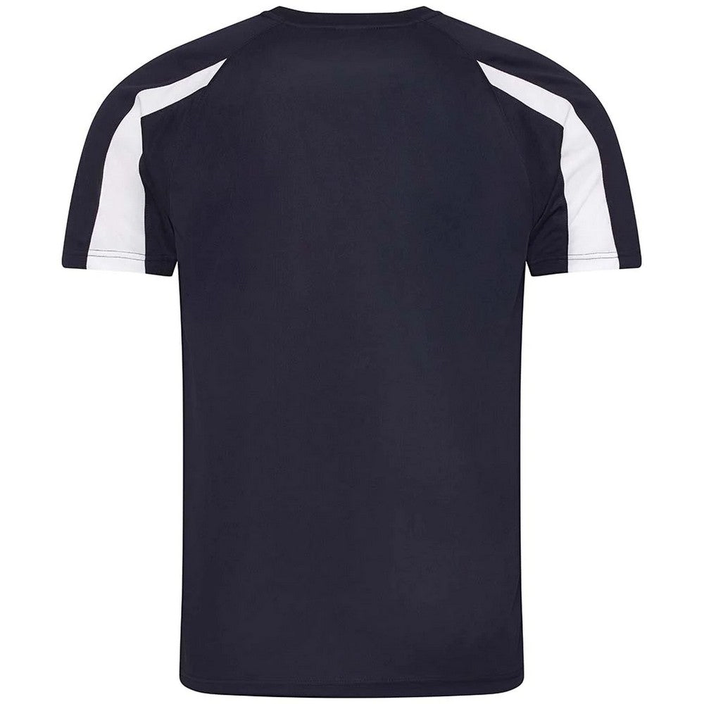 French Navy-Arctic White - Back - AWDis Cool Mens Contrast Moisture Wicking T-Shirt
