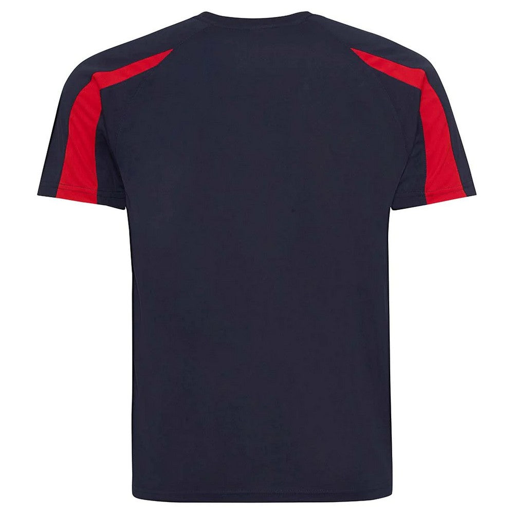 French Navy-Fire Red - Back - AWDis Cool Mens Contrast Moisture Wicking T-Shirt