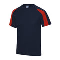 French Navy-Fire Red - Side - AWDis Cool Mens Contrast Moisture Wicking T-Shirt