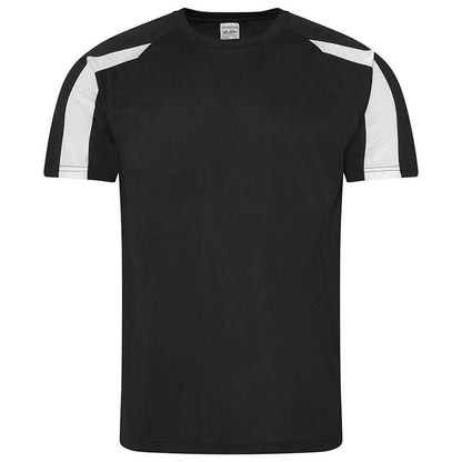 Jet Black-Arctic White - Front - AWDis Cool Mens Contrast Moisture Wicking T-Shirt