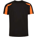 Jet Black-Electric Orange - Back - AWDis Cool Mens Contrast Moisture Wicking T-Shirt