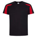 Jet Black-Fire Red - Front - AWDis Cool Mens Contrast Moisture Wicking T-Shirt