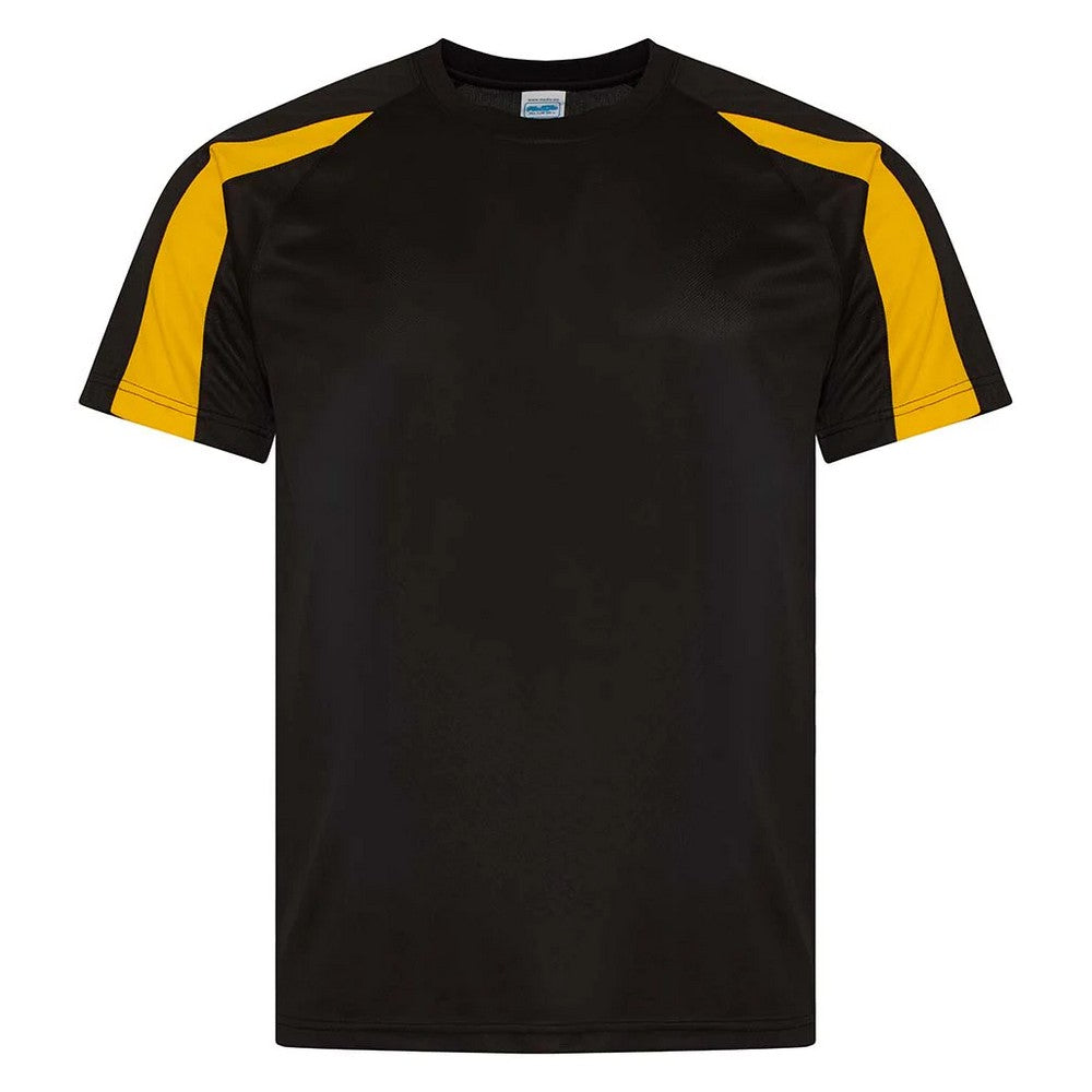 Jet Black-Gold - Front - AWDis Cool Mens Contrast Moisture Wicking T-Shirt