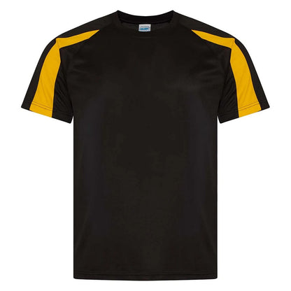 Jet Black-Gold - Front - AWDis Cool Mens Contrast Moisture Wicking T-Shirt