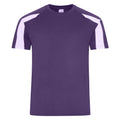 Purple-Arctic White - Front - AWDis Cool Mens Contrast Moisture Wicking T-Shirt