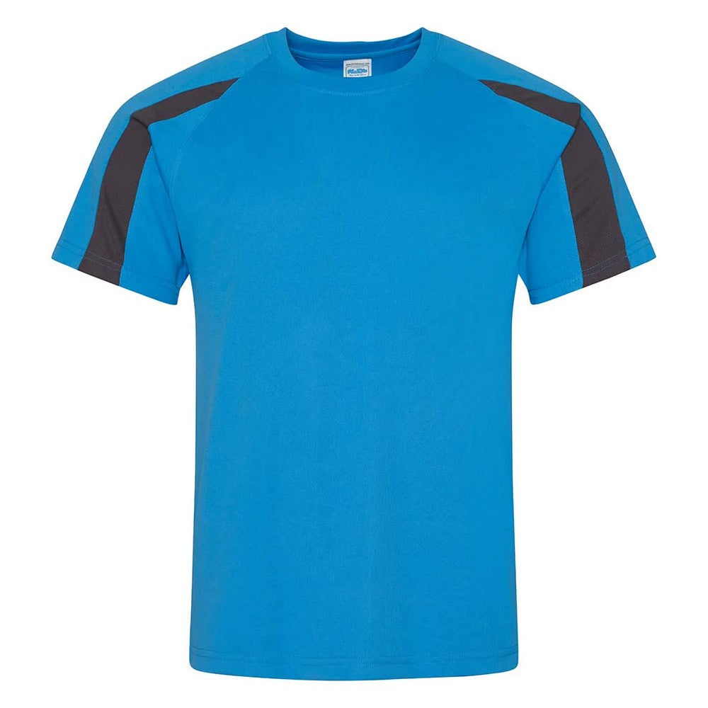 Sapphire Blue-Charcoal - Front - AWDis Cool Mens Contrast Moisture Wicking T-Shirt