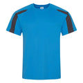 Sapphire Blue-Charcoal - Front - AWDis Cool Mens Contrast Moisture Wicking T-Shirt