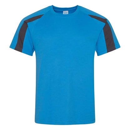 Sapphire Blue-Charcoal - Front - AWDis Cool Mens Contrast Moisture Wicking T-Shirt