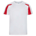 Arctic White-Fire Red - Front - AWDis Cool Mens Contrast Moisture Wicking T-Shirt