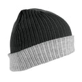 Black-Grey - Back - Result Winter Essentials Unisex Adult Double Layered Beanie