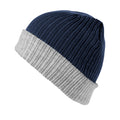 Navy-Grey - Front - Result Winter Essentials Unisex Adult Double Layered Beanie