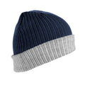 Navy-Grey - Back - Result Winter Essentials Unisex Adult Double Layered Beanie