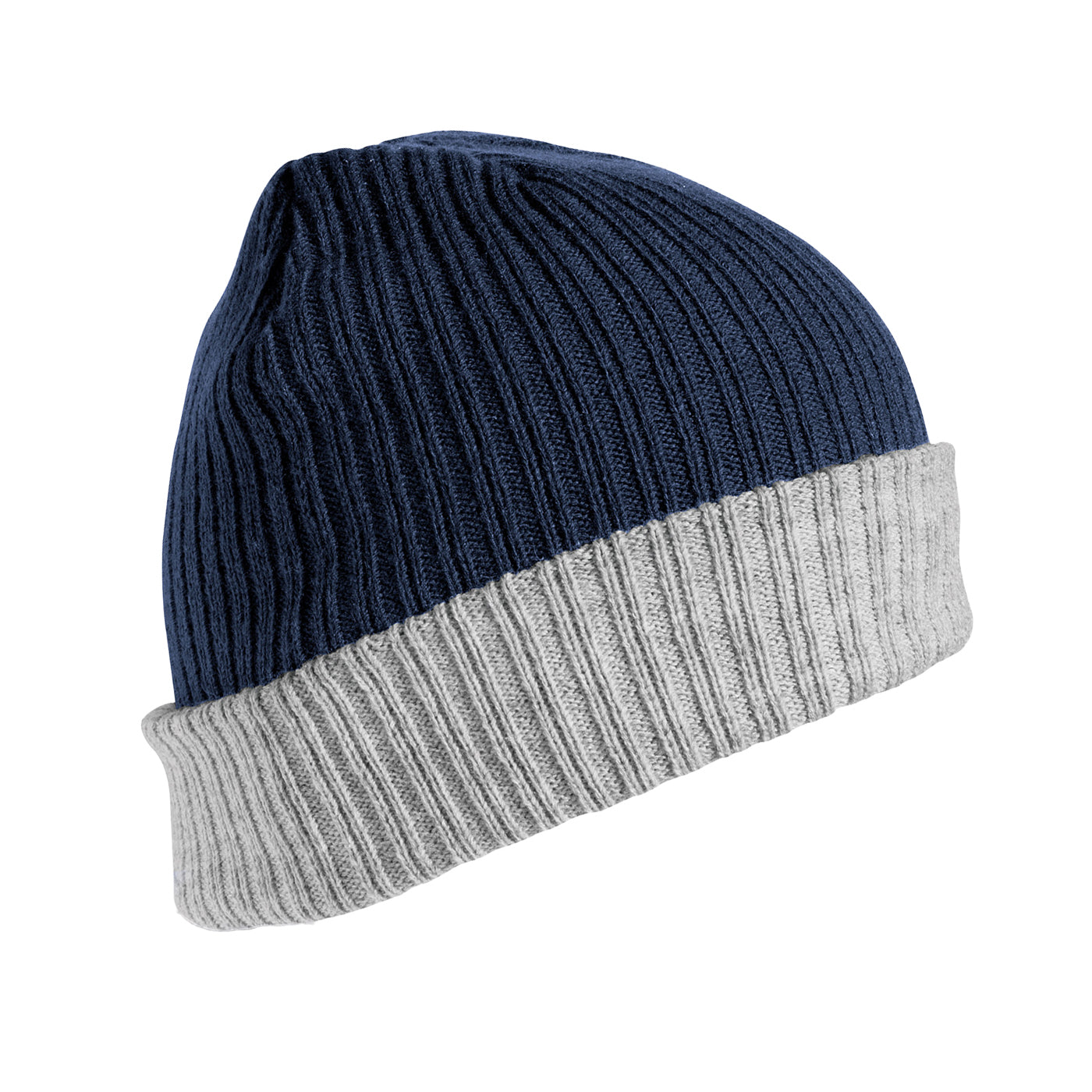 Navy-Grey - Back - Result Winter Essentials Unisex Adult Double Layered Beanie