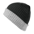 Black-Grey - Front - Result Winter Essentials Unisex Adult Double Layered Beanie