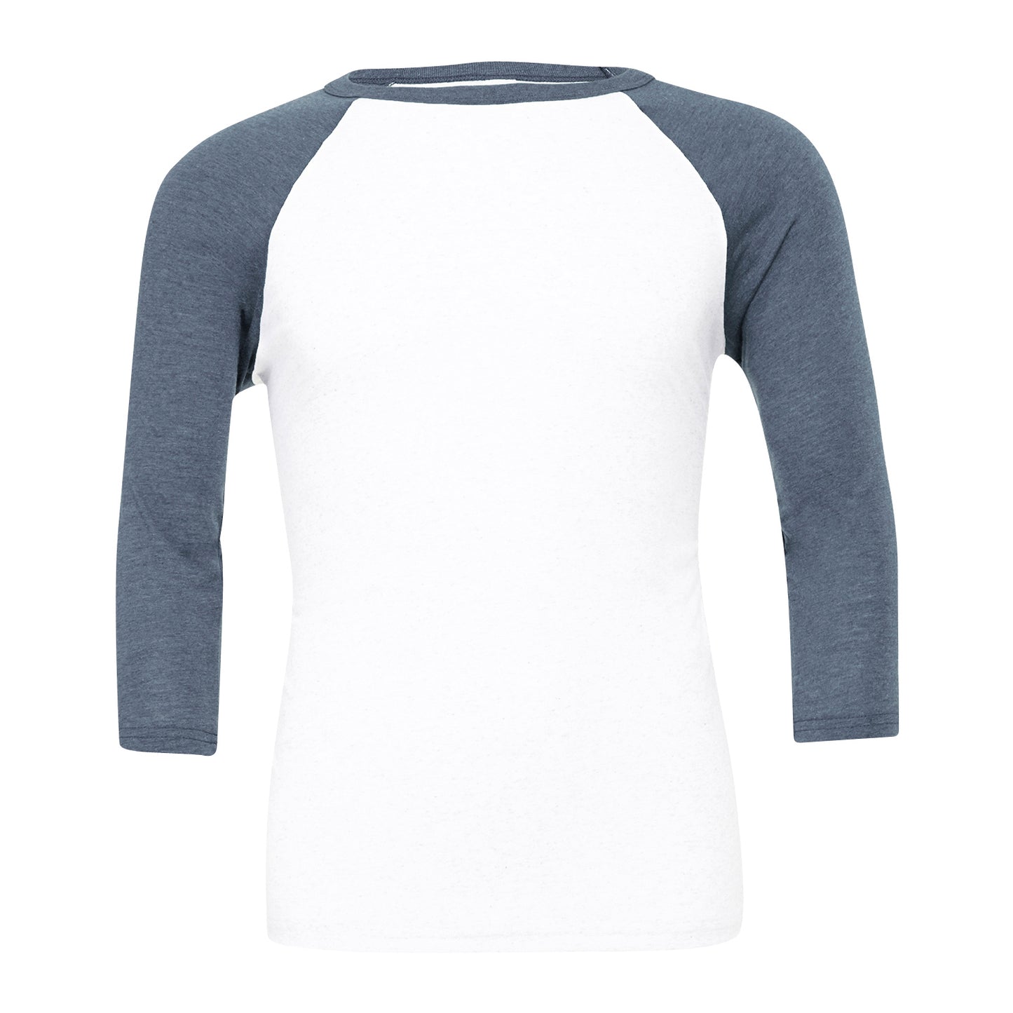 White-Denim - Front - Bella + Canvas Unisex Adult Triblend 3-4 Sleeve Baseball T-Shirt